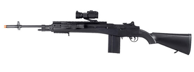 AGM M14 Airsoft Sniper Rifle with RIS, Flashlight, and Red Dot Sight, 400 FPS